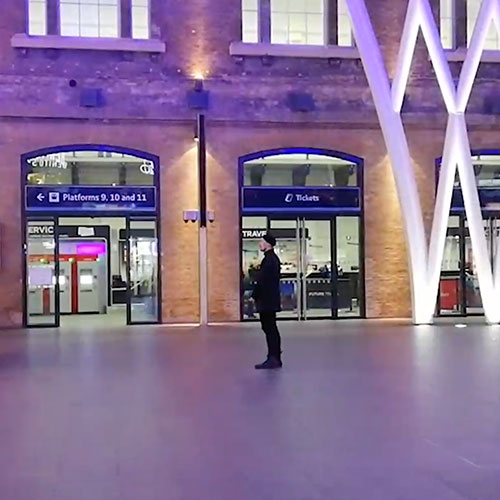the performer stands still for 2 hours